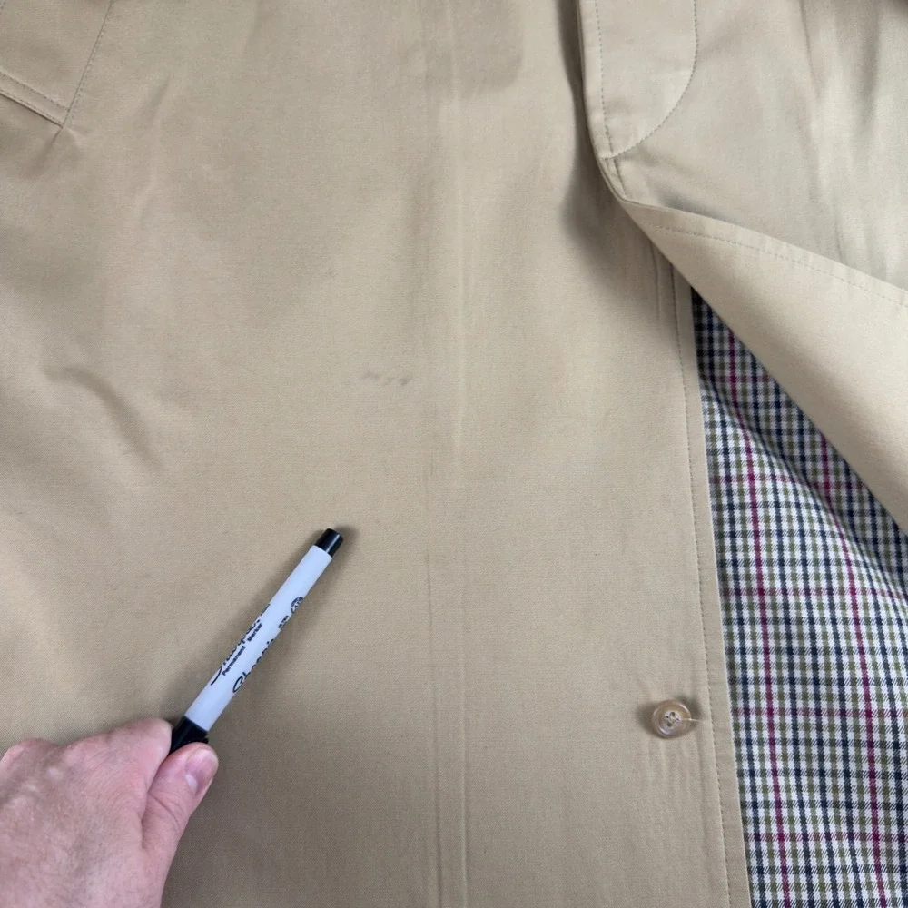 Vintage Polo Ralph Lauren Reversible Trench Coat Khaki Plaid Mens Large Belted